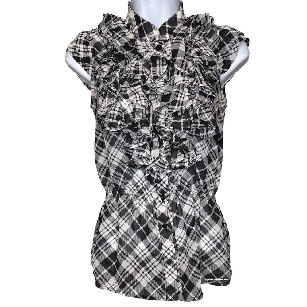 Romeo & Juliet Couture Plaid Ruffled Whimsigoth Top Size S Flowy Dark Romance